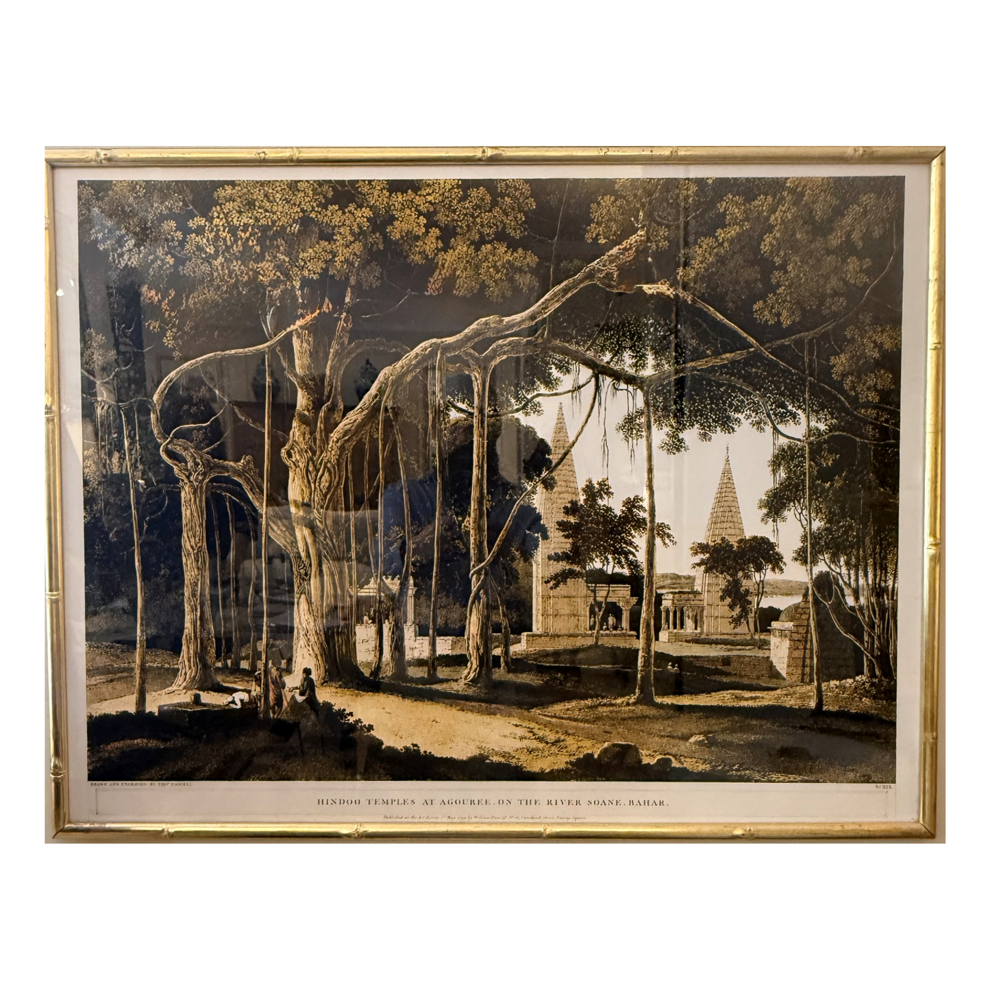 Thomas Daniell, depicting the Hindoo Temples at Aguroe on the River Soane in Bihar