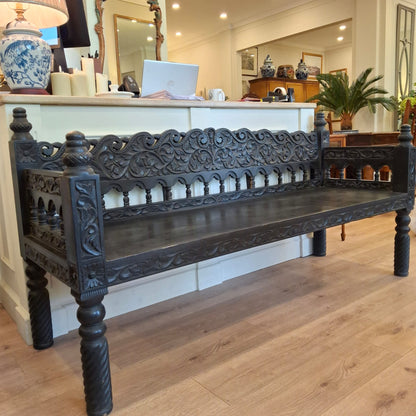 Antique Carved Wooden Bench