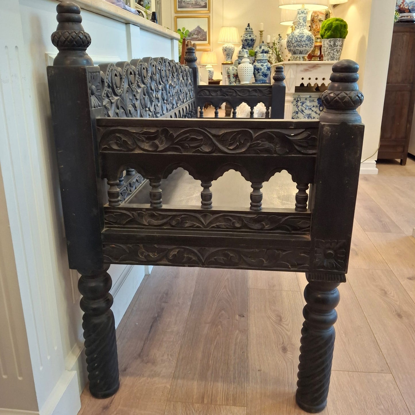 Antique Carved Wooden Bench