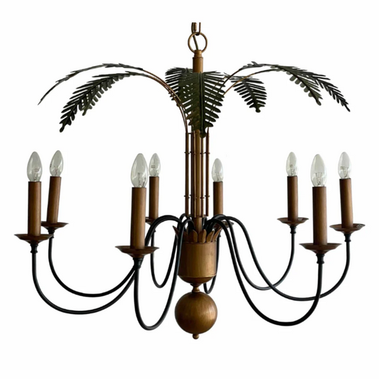 Palm leaf And Antique Brass Chandelier.
