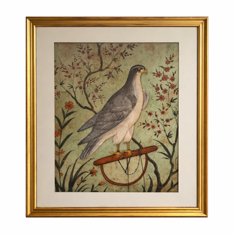 A Pair Falcon Prints In Hand Painted Frames