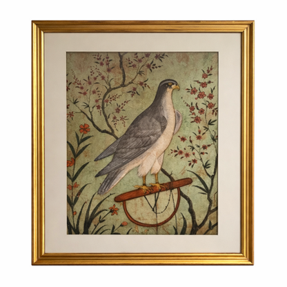 A Pair Falcon Prints In Hand Painted Frames