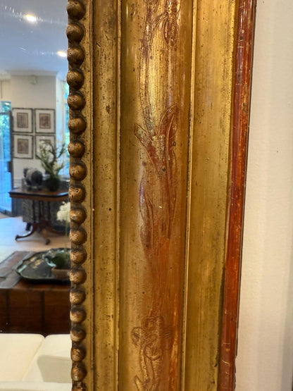 Antique French Gilded Mirror With Original Patina – 19th Century
