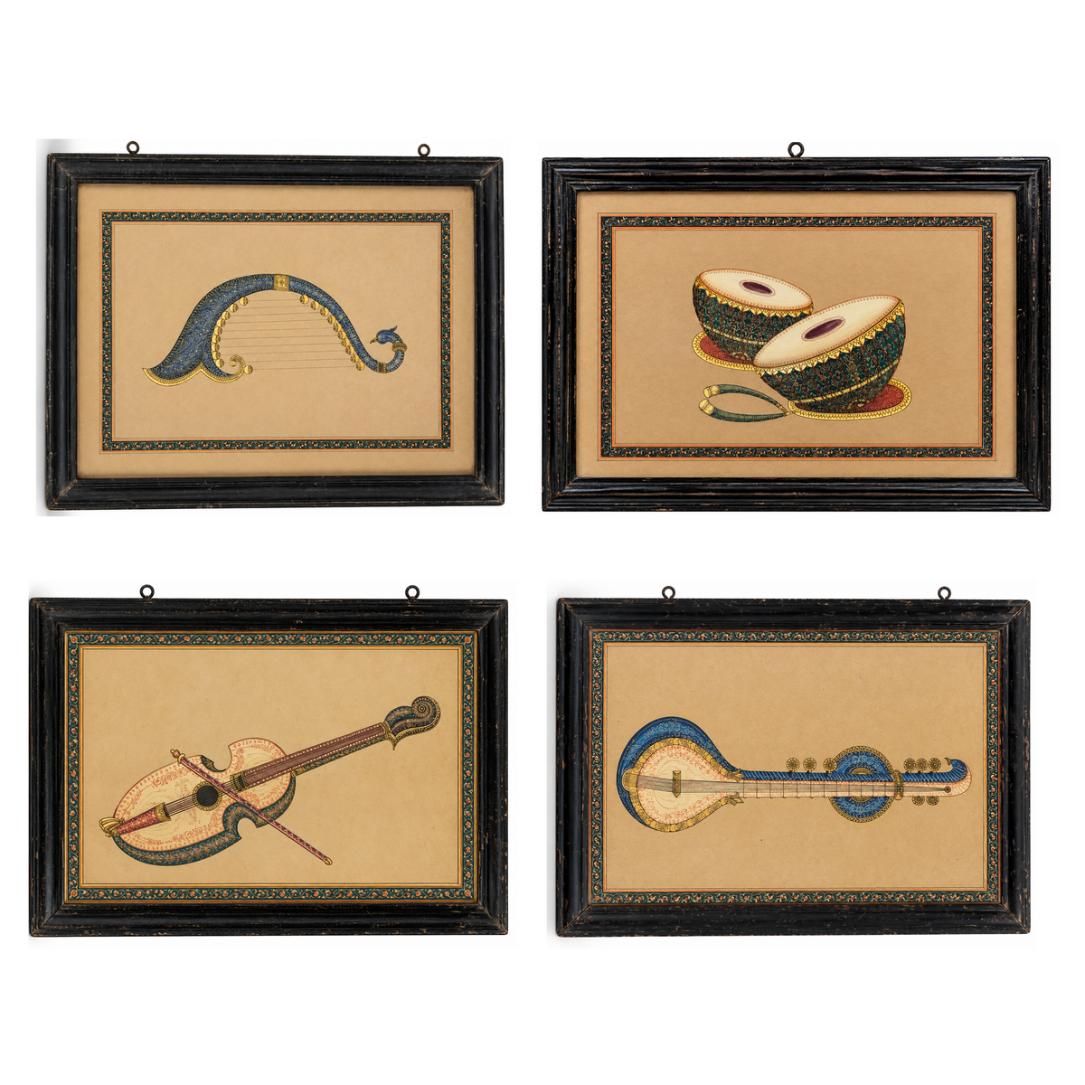 Set of Four Musical Instrument Paintings