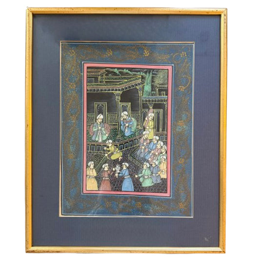 Hand‑Painted Indo‑Persian Court Scene