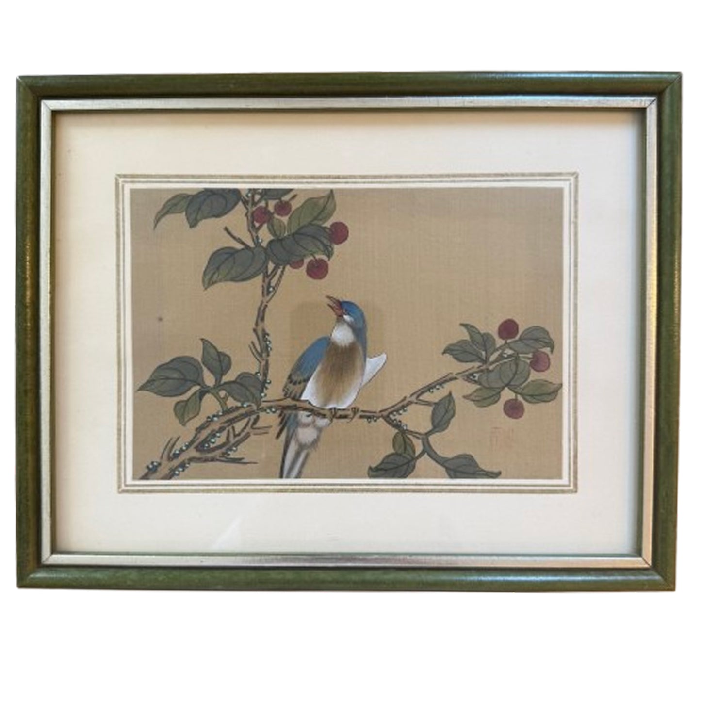 Hand‑Painted Bird Study on Silk