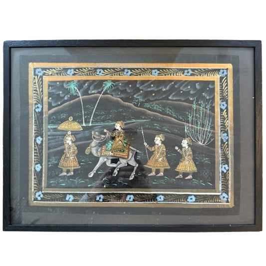 hand Painted Indo‑Persian Scene On Silk