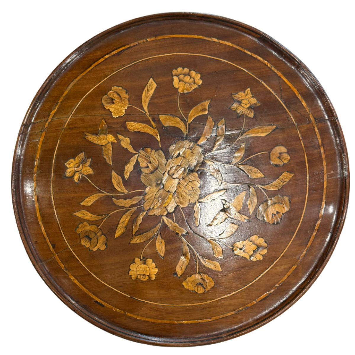 Antique Dutch Marquetry Two-Tier Dumbwaiter