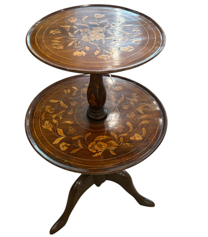 Antique Dutch Marquetry Two-Tier Dumbwaiter