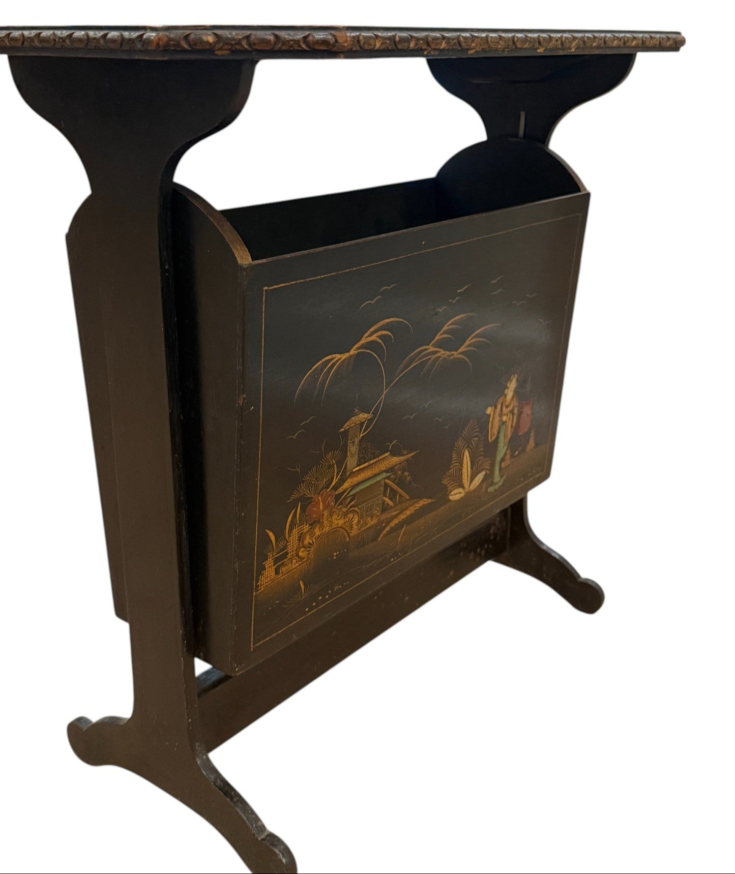 Mid-Century Chinoiserie Lacquered Magazine Rack
