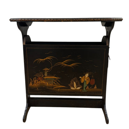 Mid-Century Chinoiserie Lacquered Magazine Rack