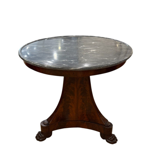 Antique French Marble-Top Occasional Table With Claw Feet