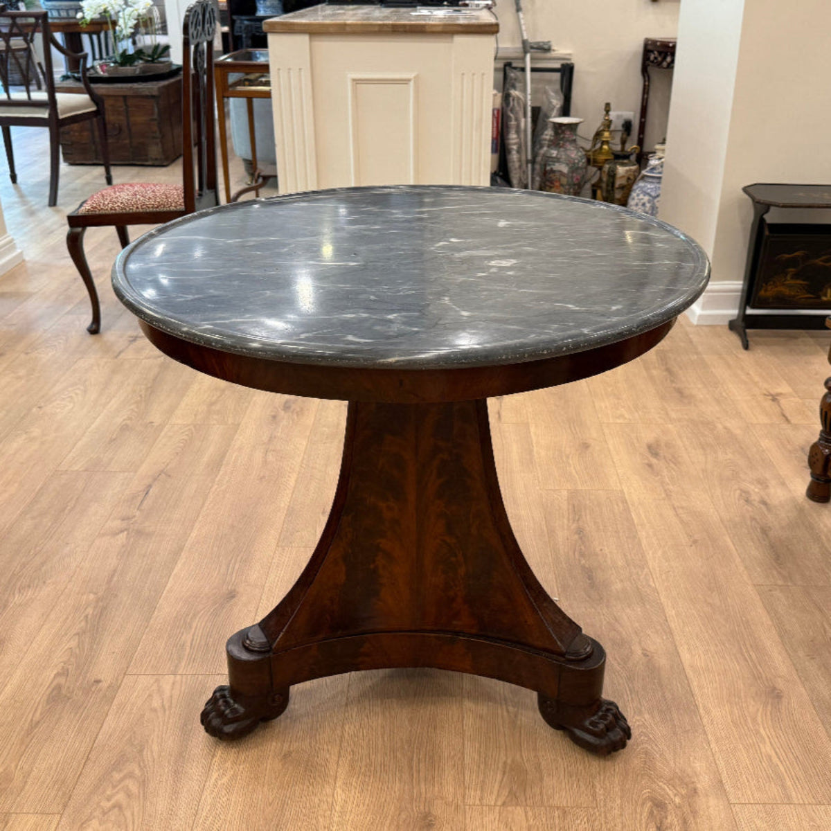 Antique French Marble-Top Occasional Table With Claw Feet
