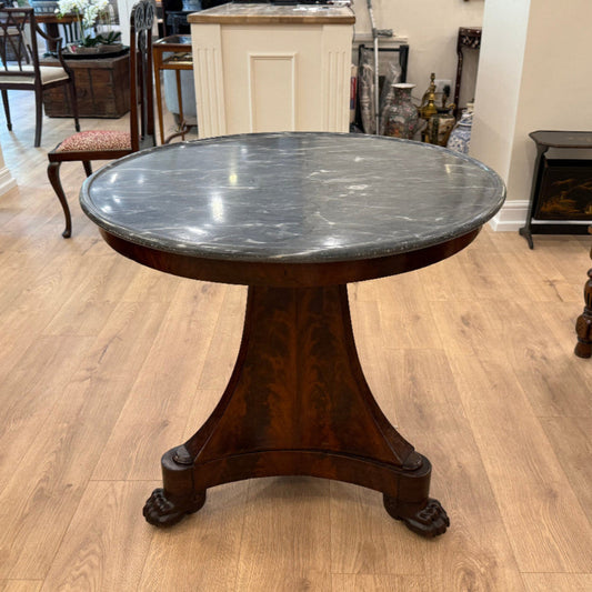Antique French Marble-Top Occasional Table With Claw Feet