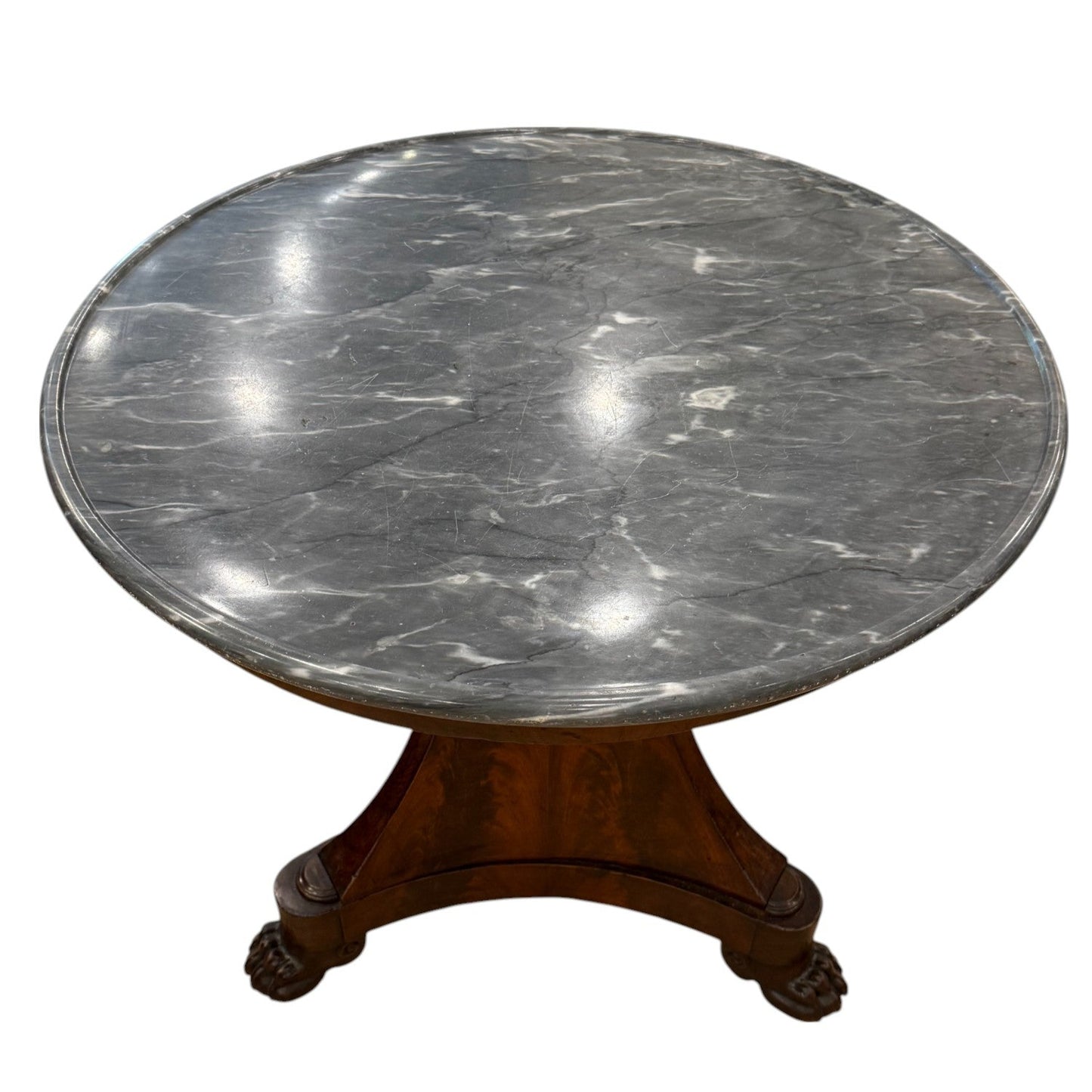 Antique French Marble-Top Occasional Table With Claw Feet