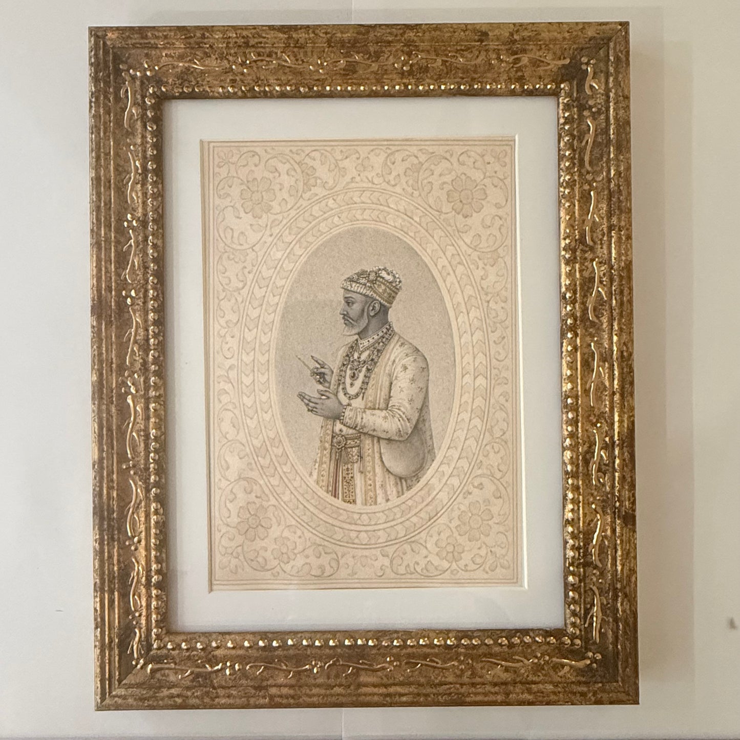 Set of Twelve Mughal Portraits in Hand Painted Frames
