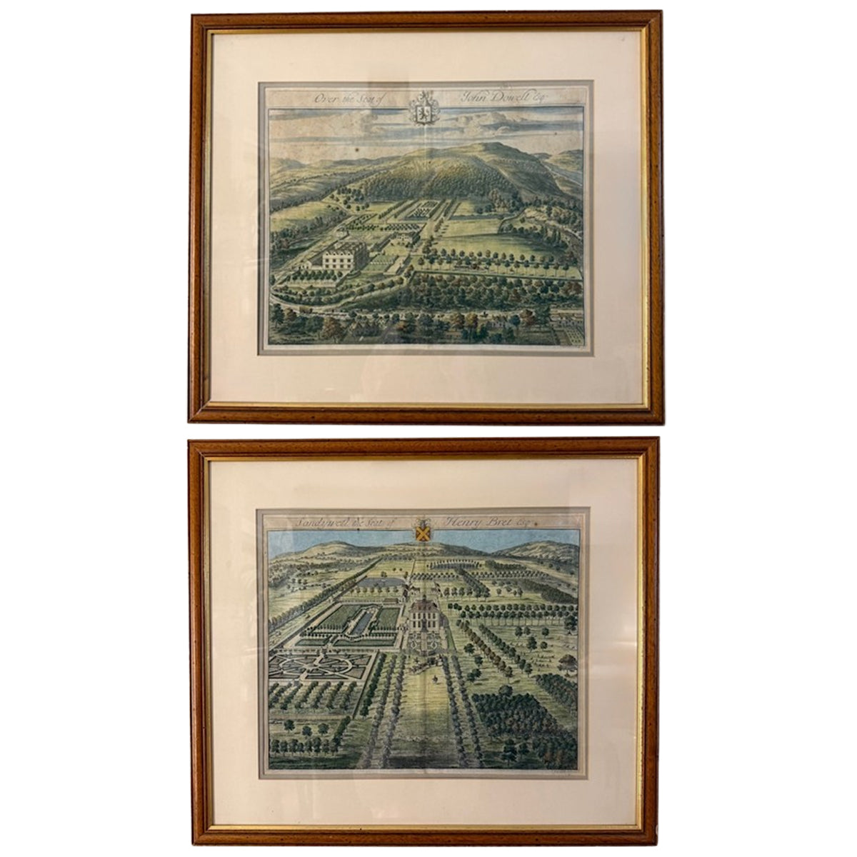 A Pair Of British Estate And Garden Plan Engravings by Johannes Kip