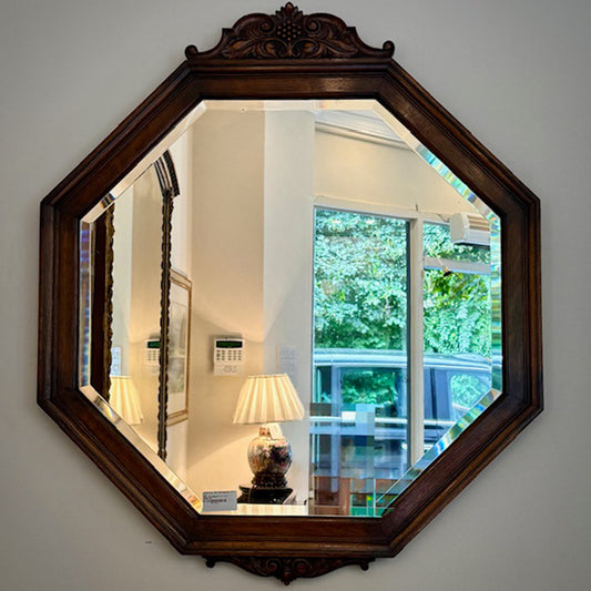 Antique Oak Octagonal Mirror